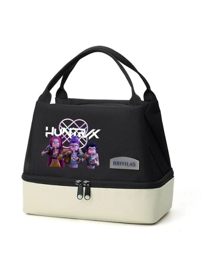 K-POP: XINGNIAO Dopamine Large Capacity Dual-Layer Lunch Bag, Thickened Aluminum Foil Insulated Tote for Office Workers and Picnics